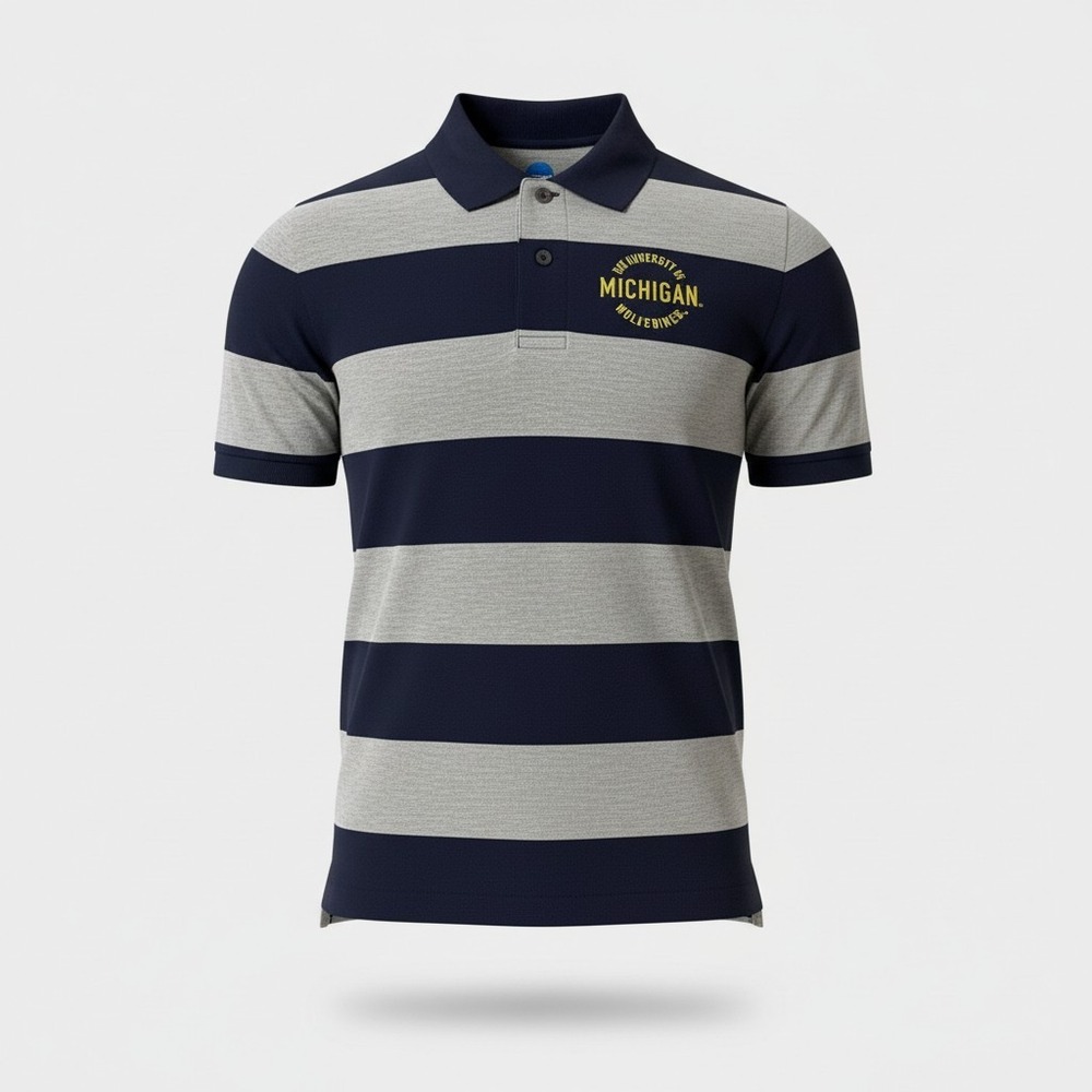 NCAA University of Michigan Wolverines Polo Shirt Small New Striped Mens Knights